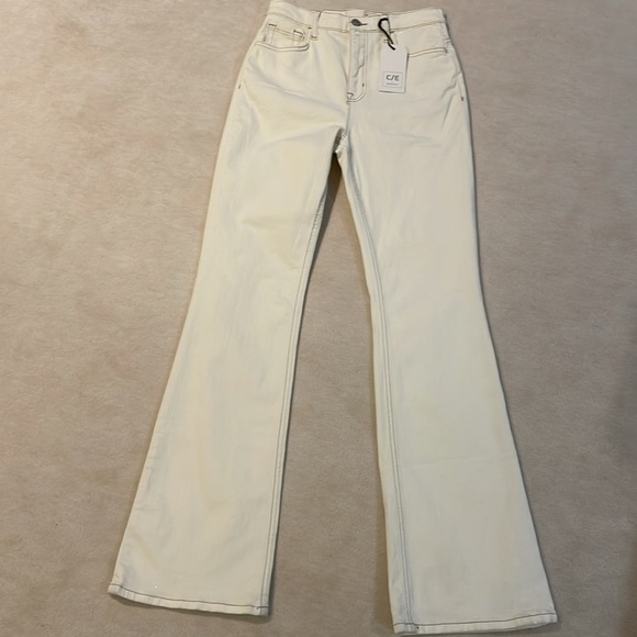 NWT CURRENT ELLIOTT high rise Flare Cream Jeans size 27 - Picture 2 of 10